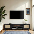 Meuble TV avec portes en faux rotin
