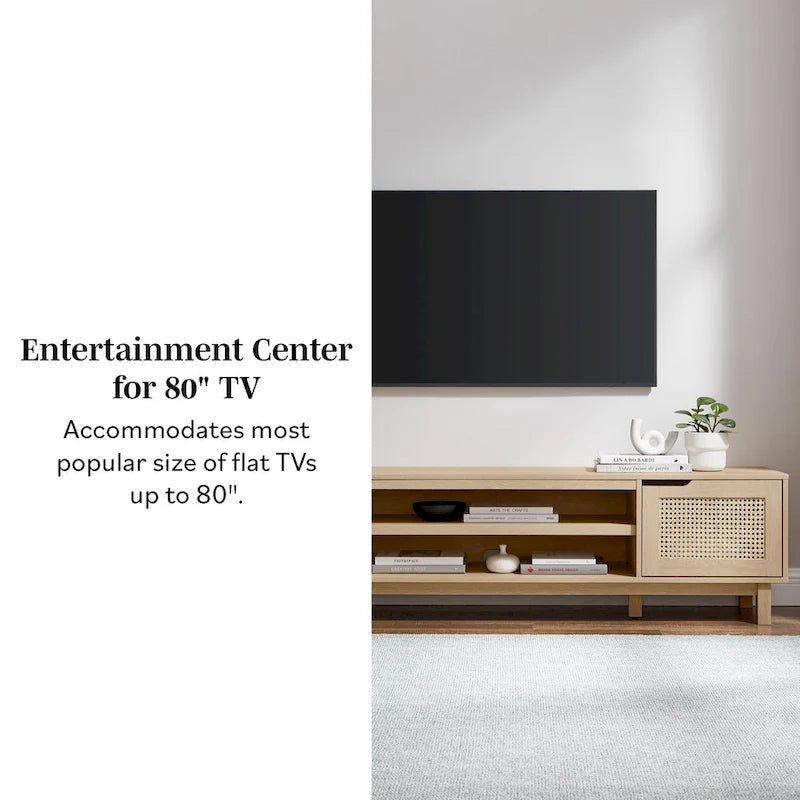 Meuble TV avec portes en faux rotin