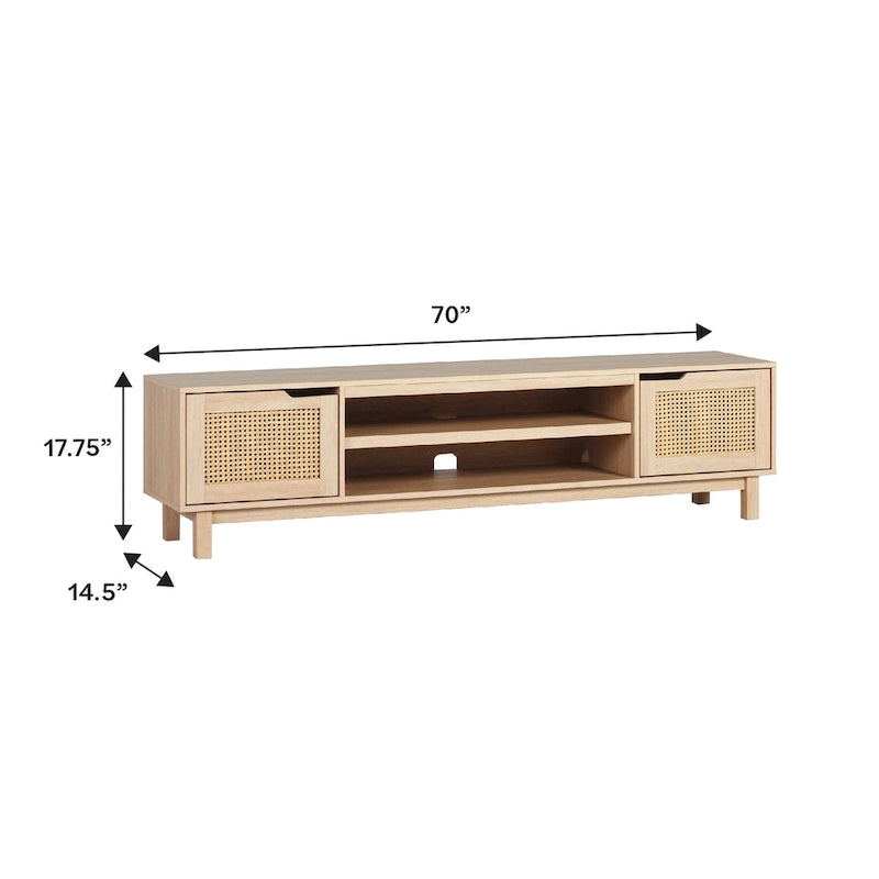 Meuble TV avec portes en faux rotin