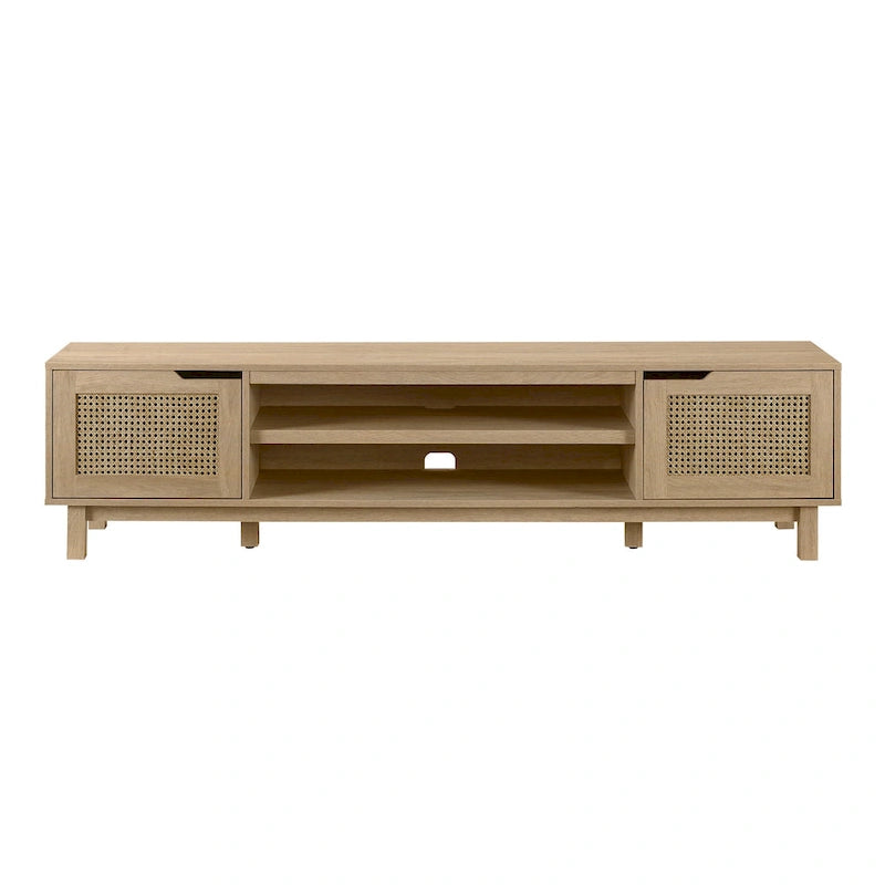 Meuble TV avec portes en faux rotin