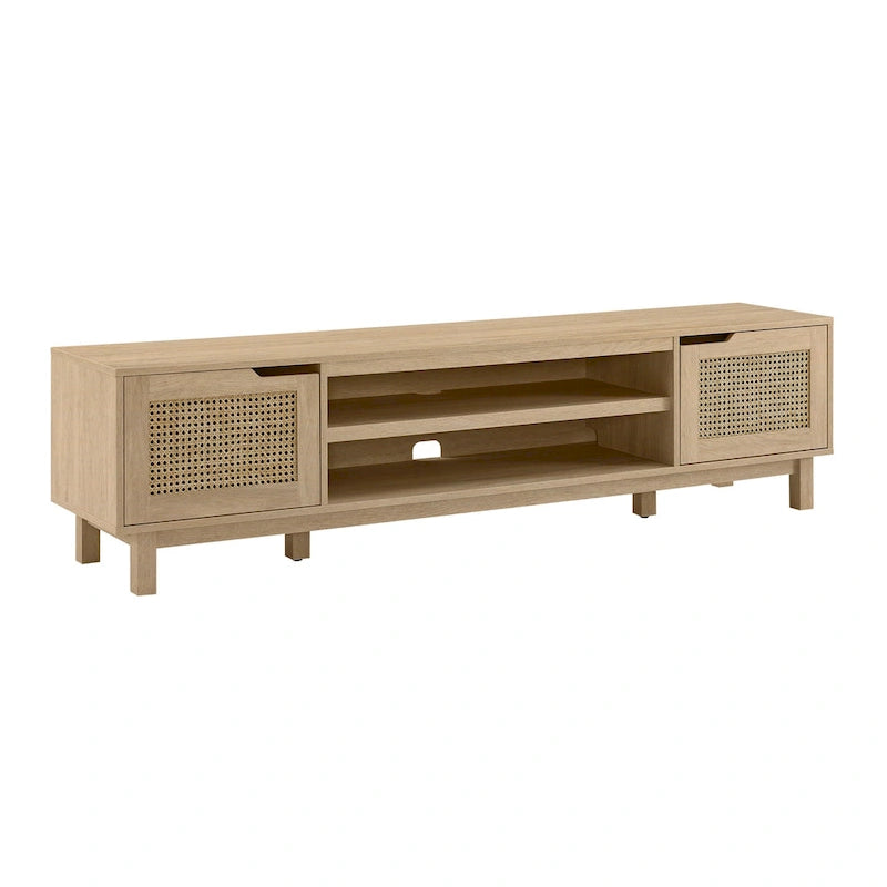 Meuble TV avec portes en faux rotin