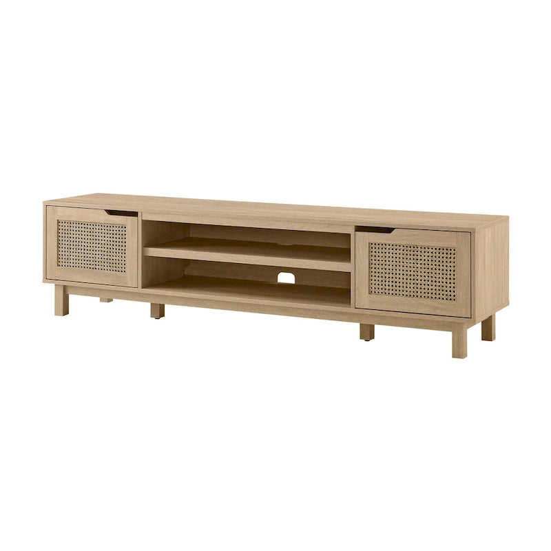 Meuble TV avec portes en faux rotin