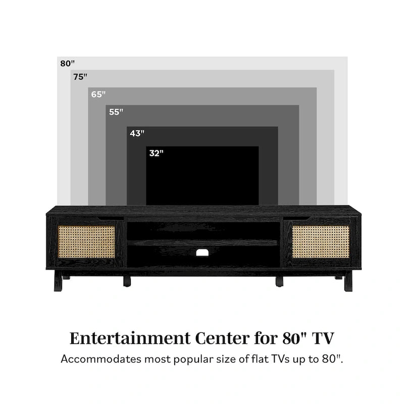 Meuble TV avec portes en faux rotin
