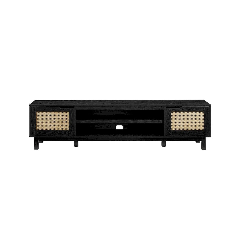 Meuble TV avec portes en faux rotin