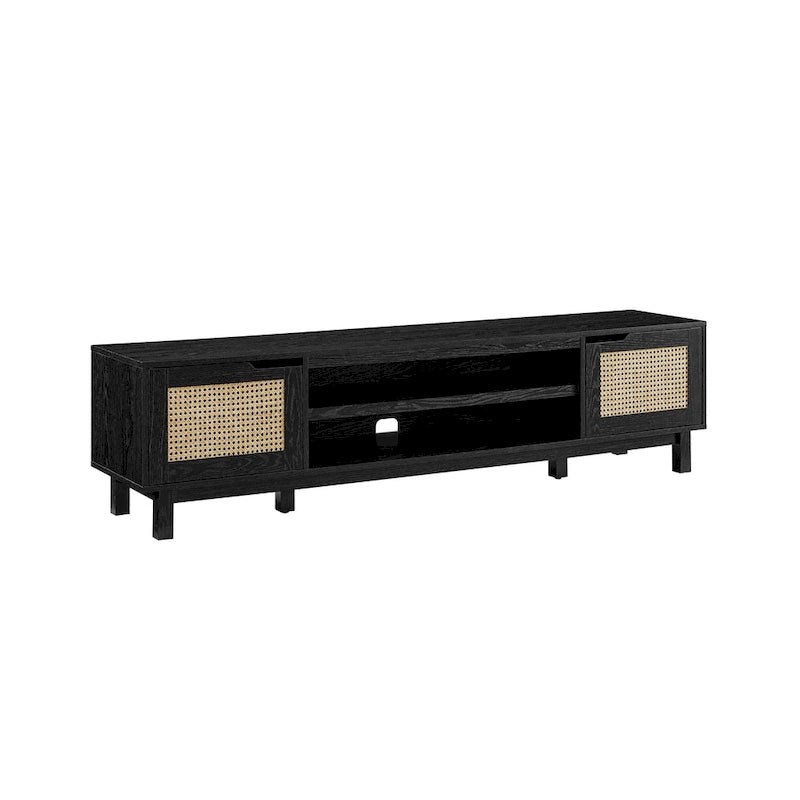 Meuble TV avec portes en faux rotin
