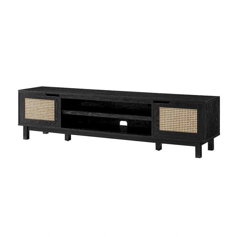 Meuble TV avec portes en faux rotin
