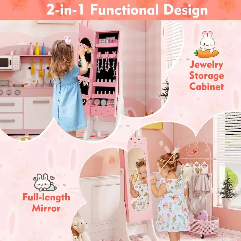 Armoire à bijoux sur pied pour enfants