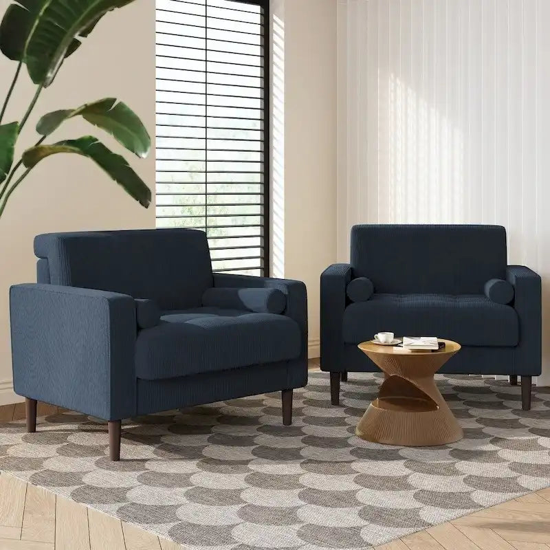Fauteuils d'appoint modernes rembourrés, larges fauteuils en velours côtelé pour le salon