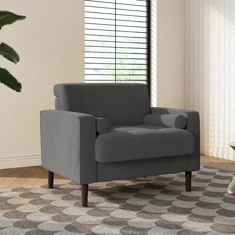 Fauteuils d'appoint modernes rembourrés, larges fauteuils en velours côtelé pour le salon