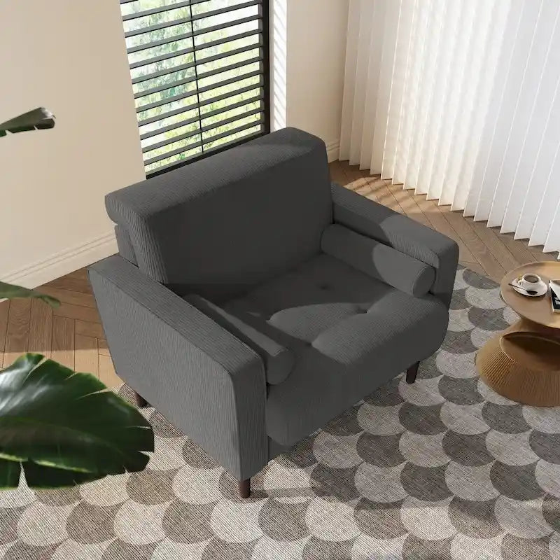 Fauteuils d'appoint modernes rembourrés, larges fauteuils en velours côtelé pour le salon