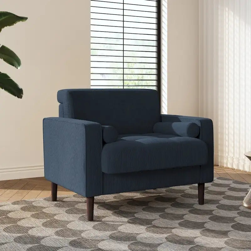 Fauteuils d'appoint modernes rembourrés, larges fauteuils en velours côtelé pour le salon