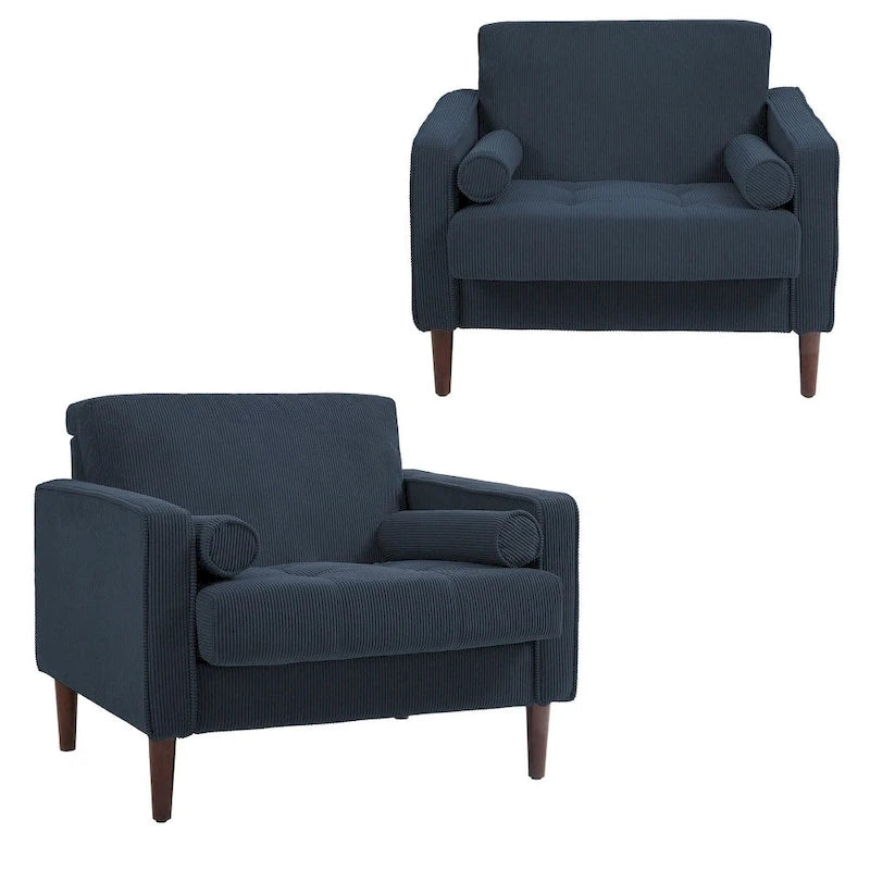 Fauteuils d'appoint modernes rembourrés, larges fauteuils en velours côtelé pour le salon