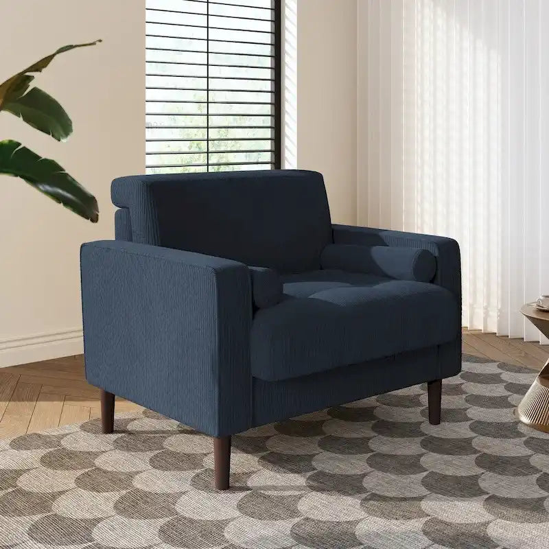 Fauteuils d'appoint modernes rembourrés, larges fauteuils en velours côtelé pour le salon
