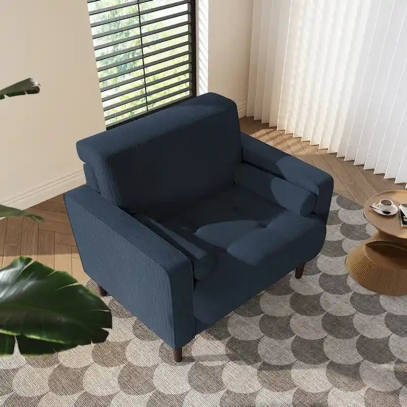 Fauteuils d'appoint modernes rembourrés, larges fauteuils en velours côtelé pour le salon