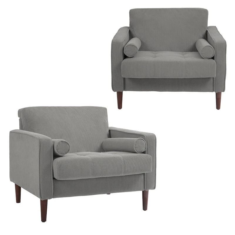 Fauteuils d'appoint modernes rembourrés, larges fauteuils en velours côtelé pour le salon