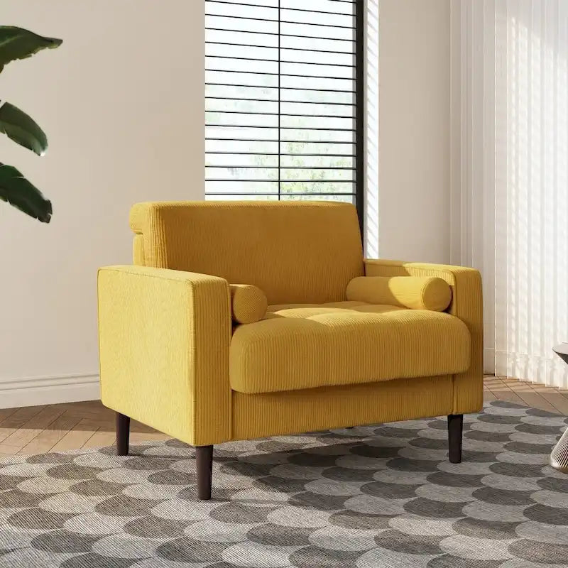 Fauteuils d'appoint modernes rembourrés, larges fauteuils en velours côtelé pour le salon