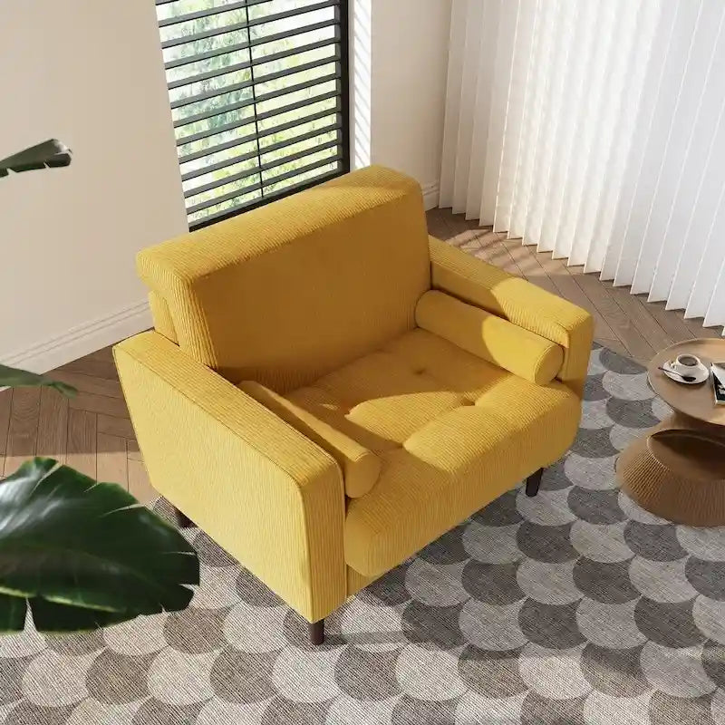 Fauteuils d'appoint modernes rembourrés, larges fauteuils en velours côtelé pour le salon
