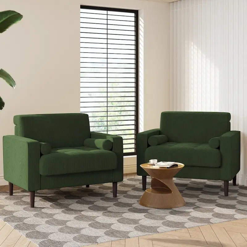 Fauteuils d'appoint modernes rembourrés, larges fauteuils en velours côtelé pour le salon
