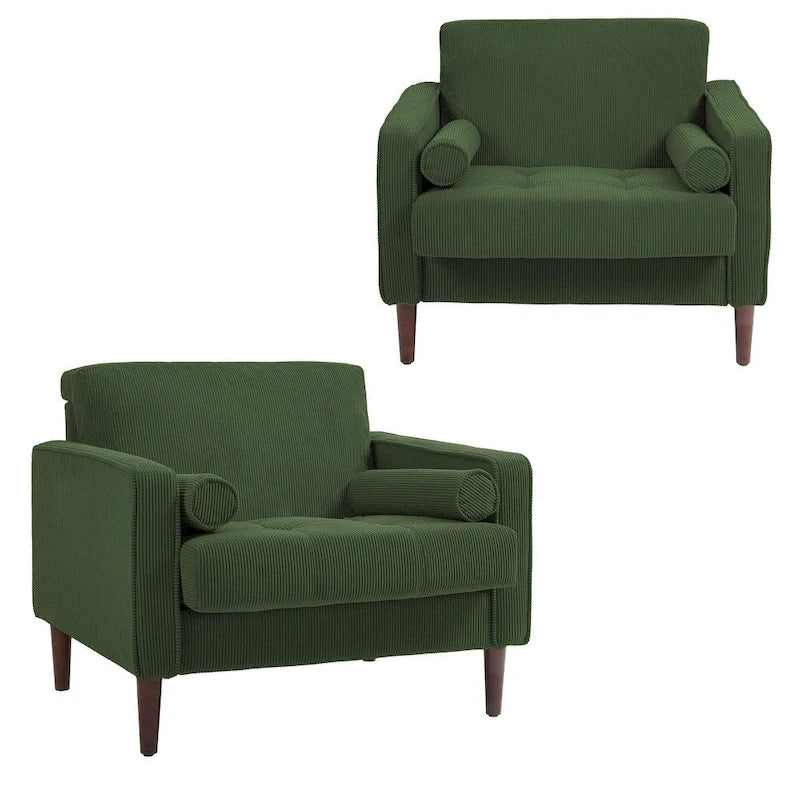 Fauteuils d'appoint modernes rembourrés, larges fauteuils en velours côtelé pour le salon