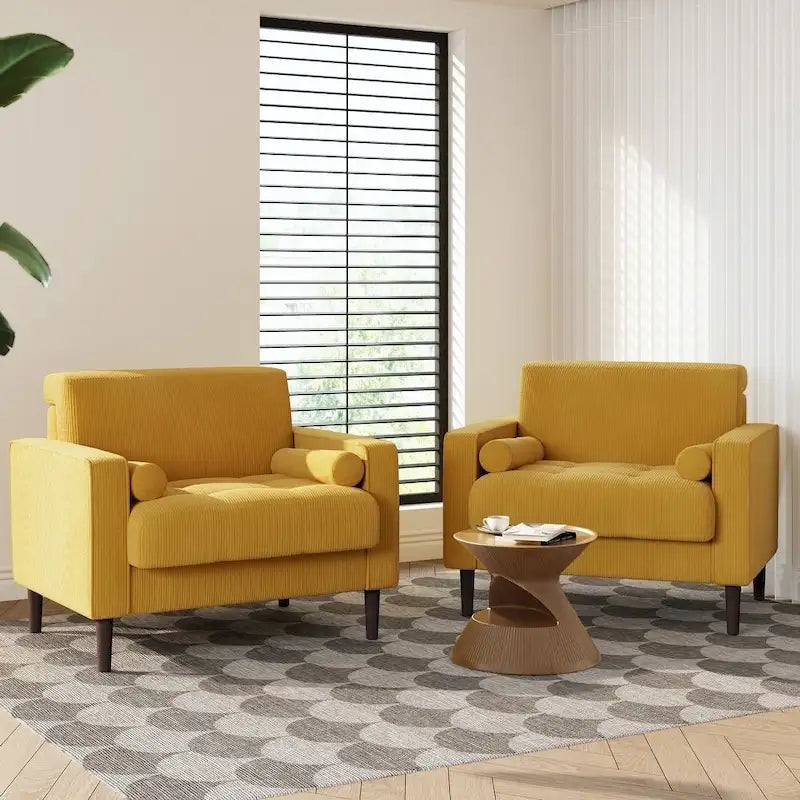 Fauteuils d'appoint modernes rembourrés, larges fauteuils en velours côtelé pour le salon