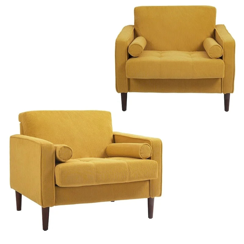 Fauteuils d'appoint modernes rembourrés, larges fauteuils en velours côtelé pour le salon