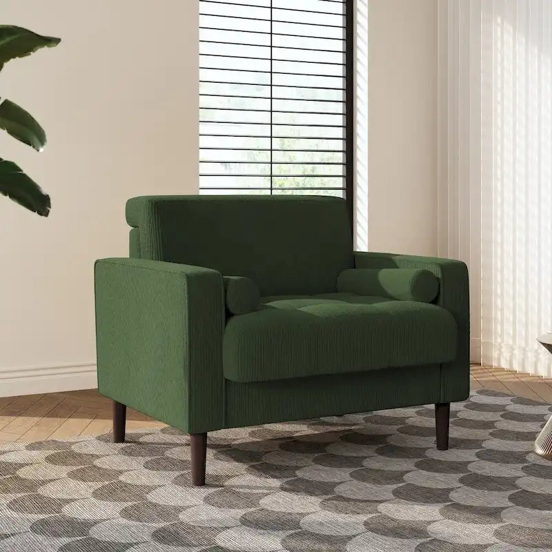 Fauteuils d'appoint modernes rembourrés, larges fauteuils en velours côtelé pour le salon