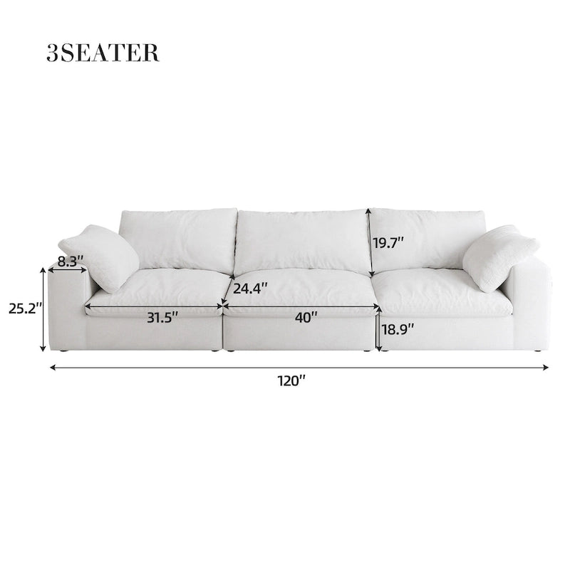 Grand canapé modulaire en duvet pour salon, convertible en lit