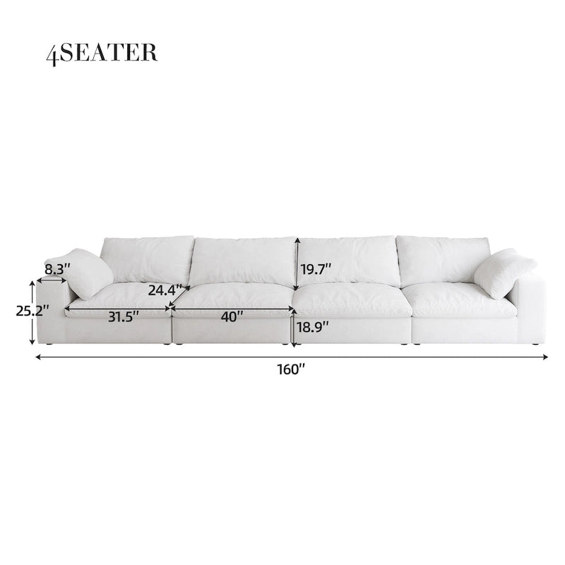Grand canapé modulaire en duvet pour salon, convertible en lit