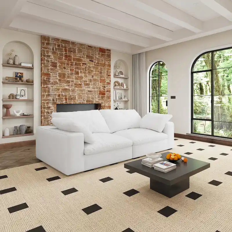 Grand canapé modulaire en duvet pour salon, convertible en lit