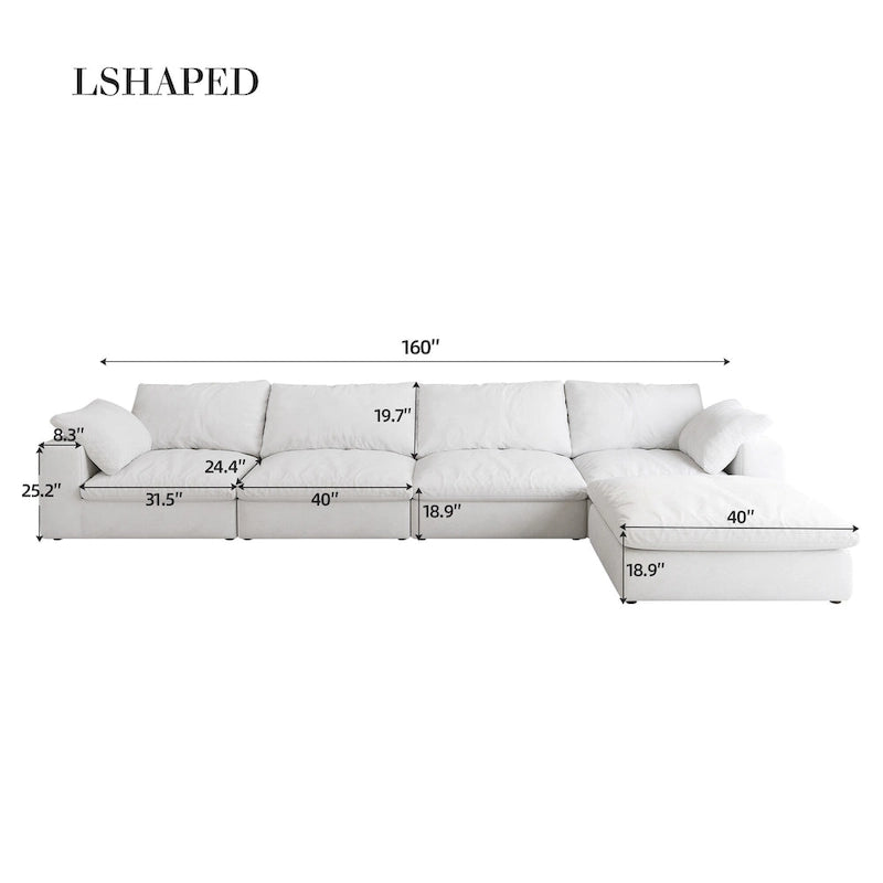 Grand canapé modulaire en duvet pour salon, convertible en lit