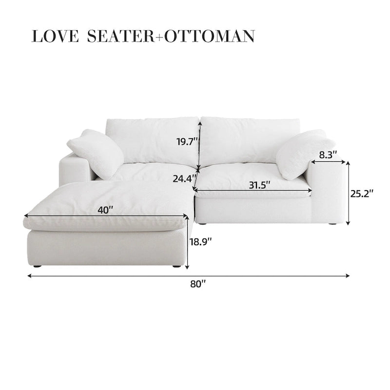Grand canapé modulaire en duvet pour salon, convertible en lit