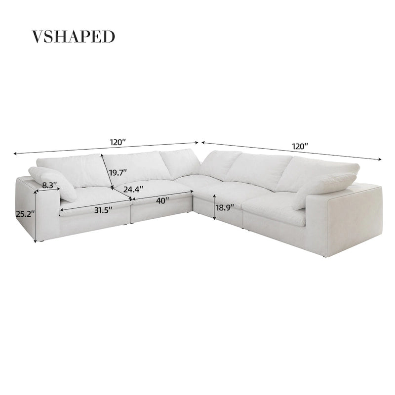 Grand canapé modulaire en duvet pour salon, convertible en lit
