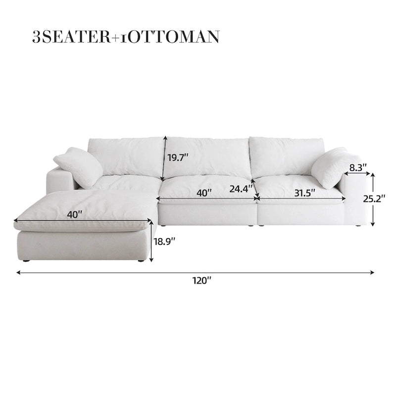 Grand canapé modulaire en duvet pour salon, convertible en lit