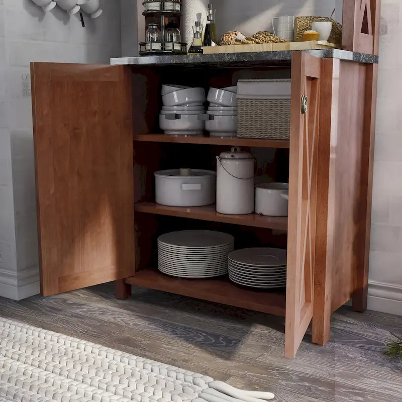 Armoire de rangement suspendue multifonctionnelle au fini noyer de style rustique