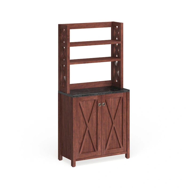 Armoire de rangement suspendue multifonctionnelle au fini noyer de style rustique