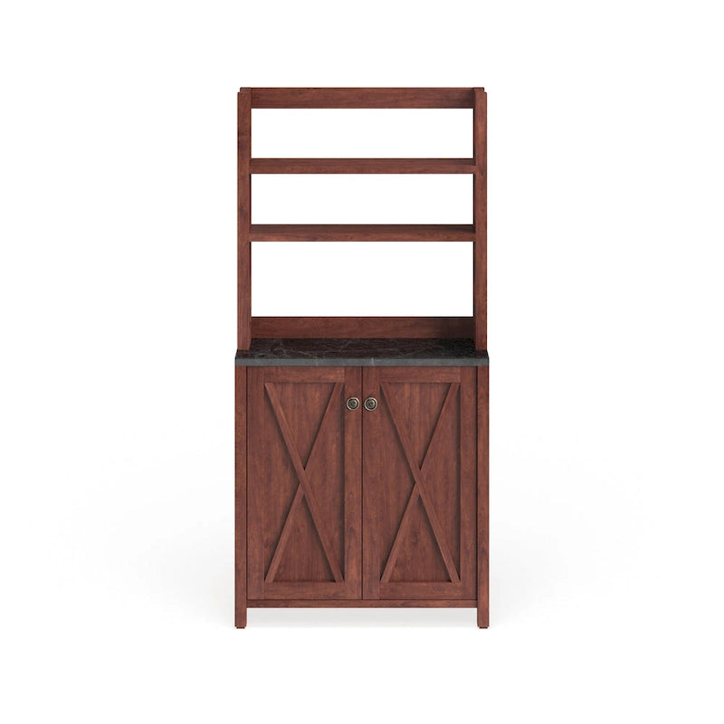 Armoire de rangement suspendue multifonctionnelle au fini noyer de style rustique