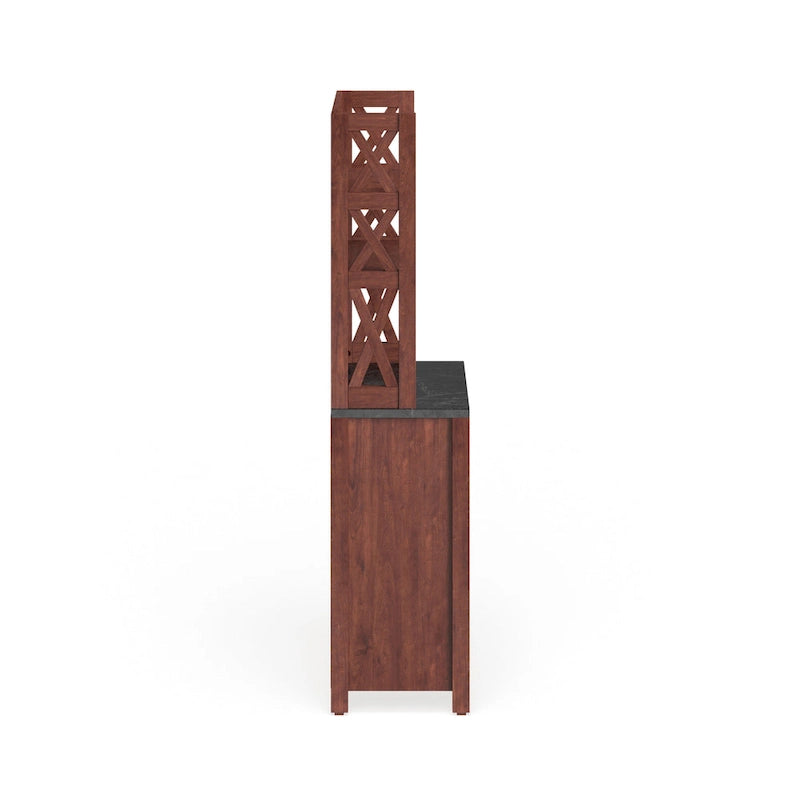 Armoire de rangement suspendue multifonctionnelle au fini noyer de style rustique