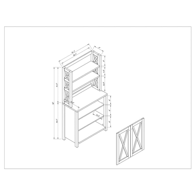 Armoire de rangement suspendue multifonctionnelle au fini noyer de style rustique