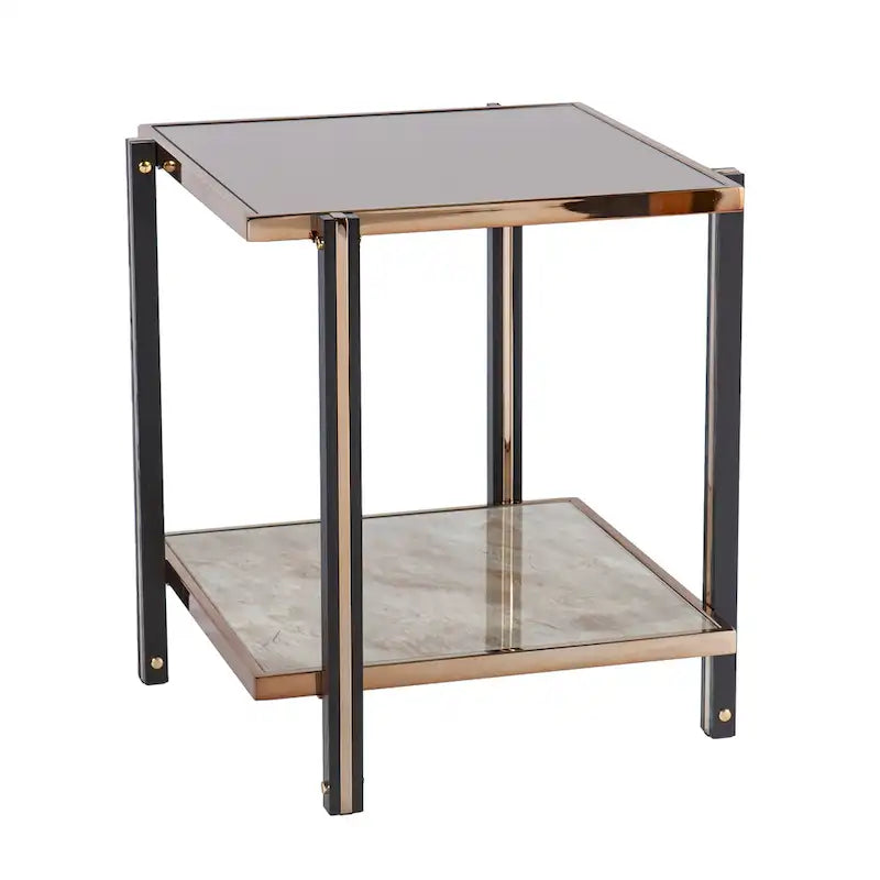 Table d'appoint en métal couleur champagne (style transitionnel)