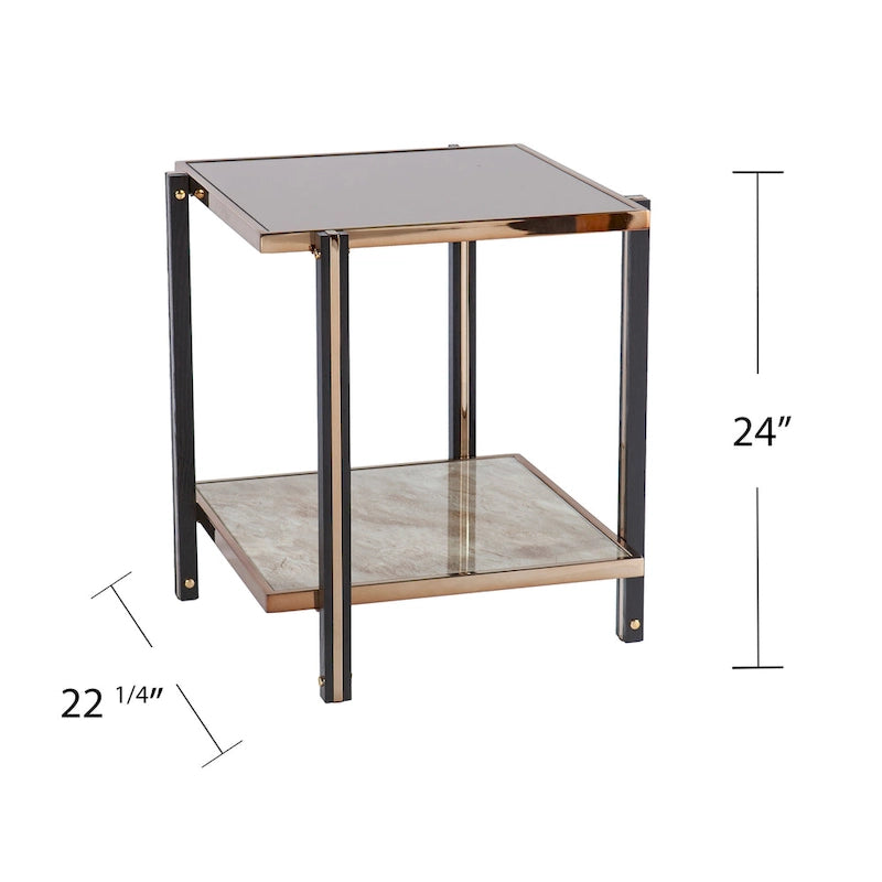 Table d'appoint en métal couleur champagne (style transitionnel)