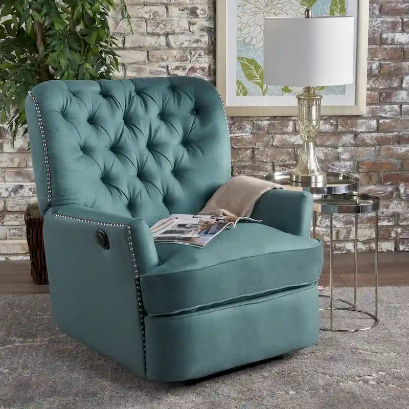Fauteuil inclinable électrique en tissu capitonné