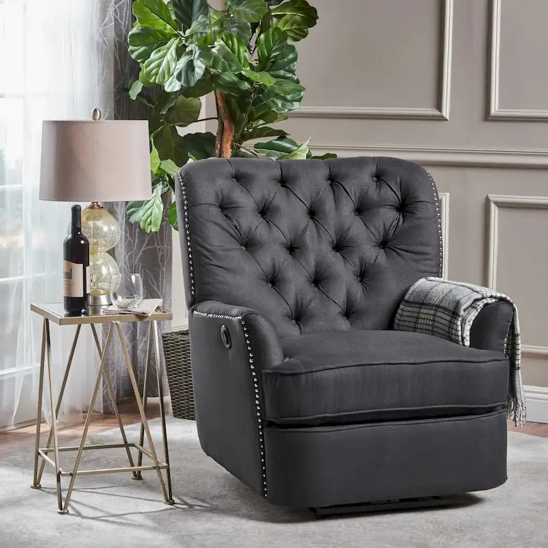 Fauteuil inclinable électrique en tissu capitonné