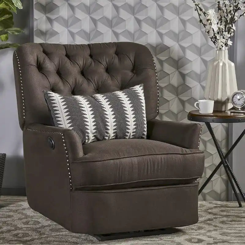 Fauteuil inclinable électrique en tissu capitonné