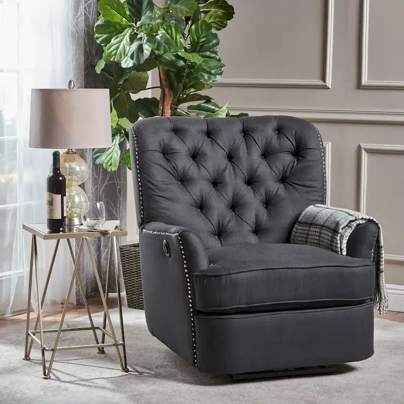 Fauteuil inclinable électrique en tissu capitonné