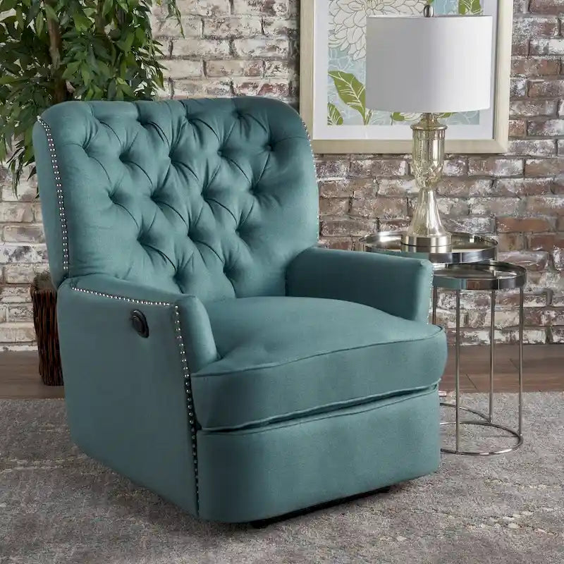 Fauteuil inclinable électrique en tissu capitonné