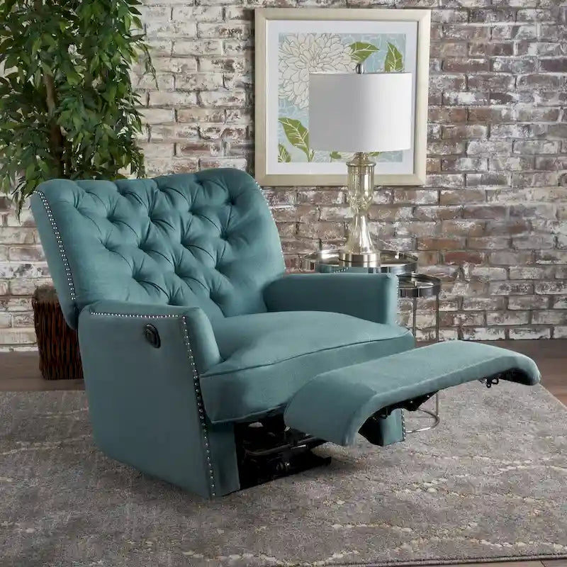 Fauteuil inclinable électrique en tissu capitonné