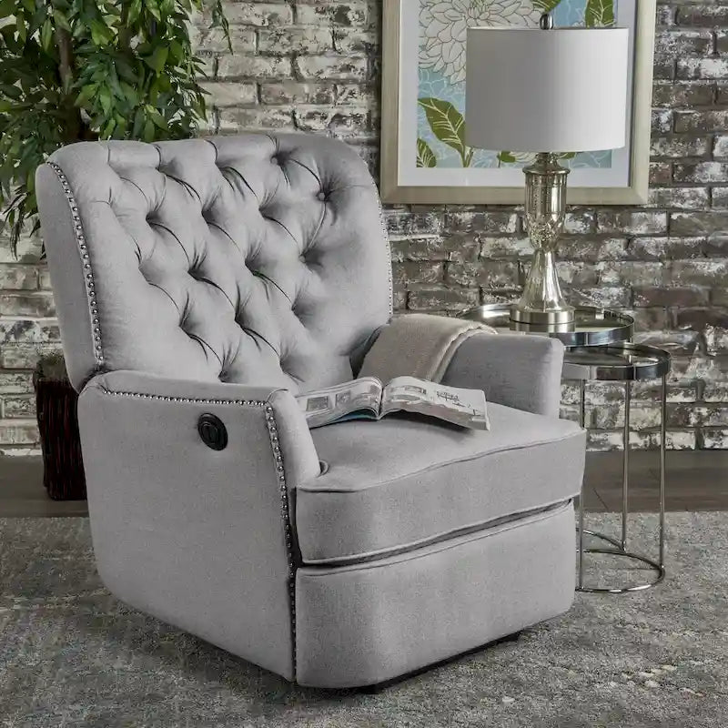 Fauteuil inclinable électrique en tissu capitonné