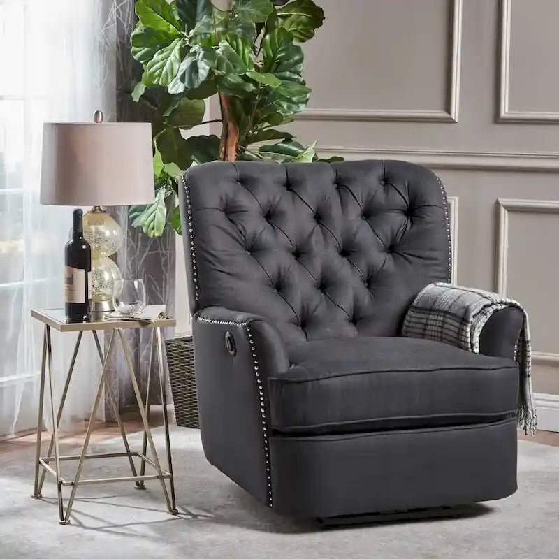 Fauteuil inclinable électrique en tissu capitonné