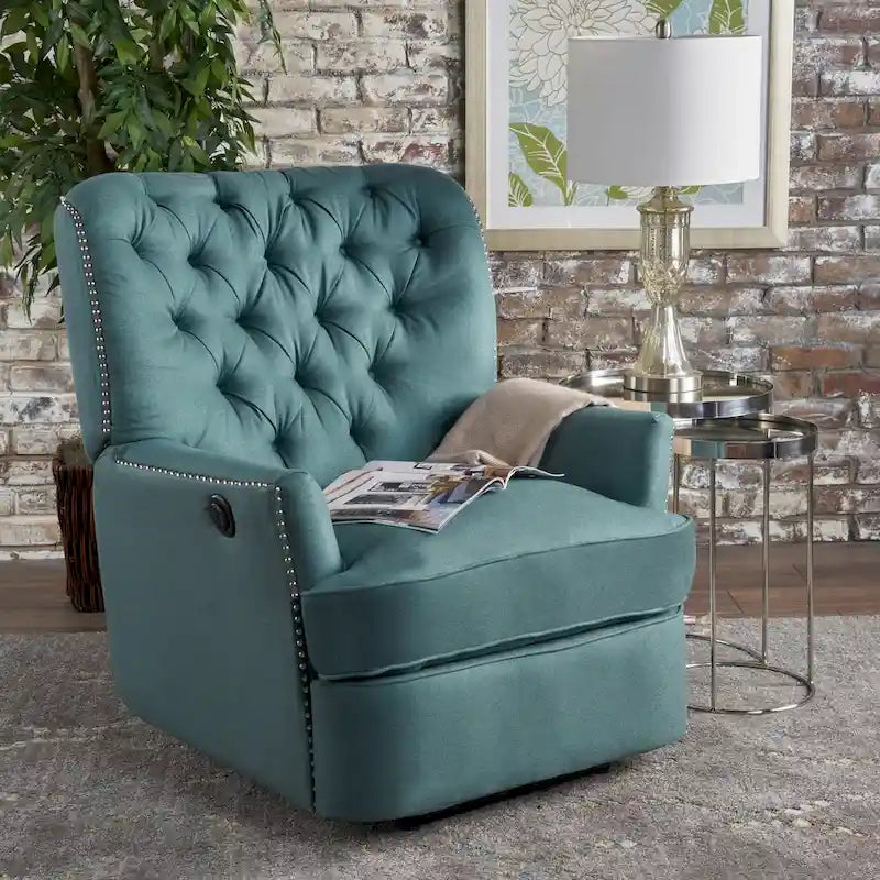 Fauteuil inclinable électrique en tissu capitonné