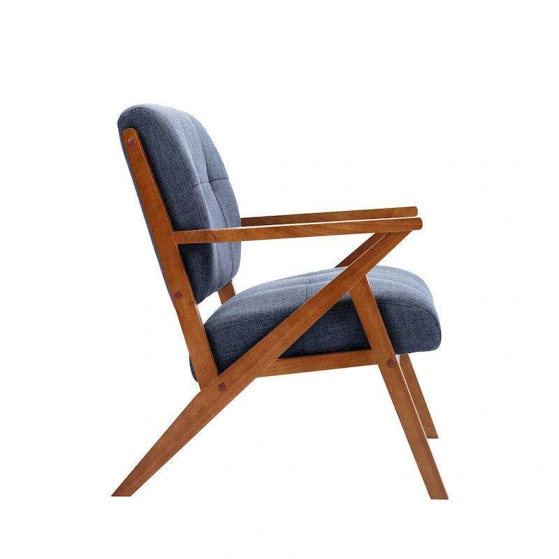 Fauteuil d'appoint capitonné (avec pieds et accoudoirs en bois)